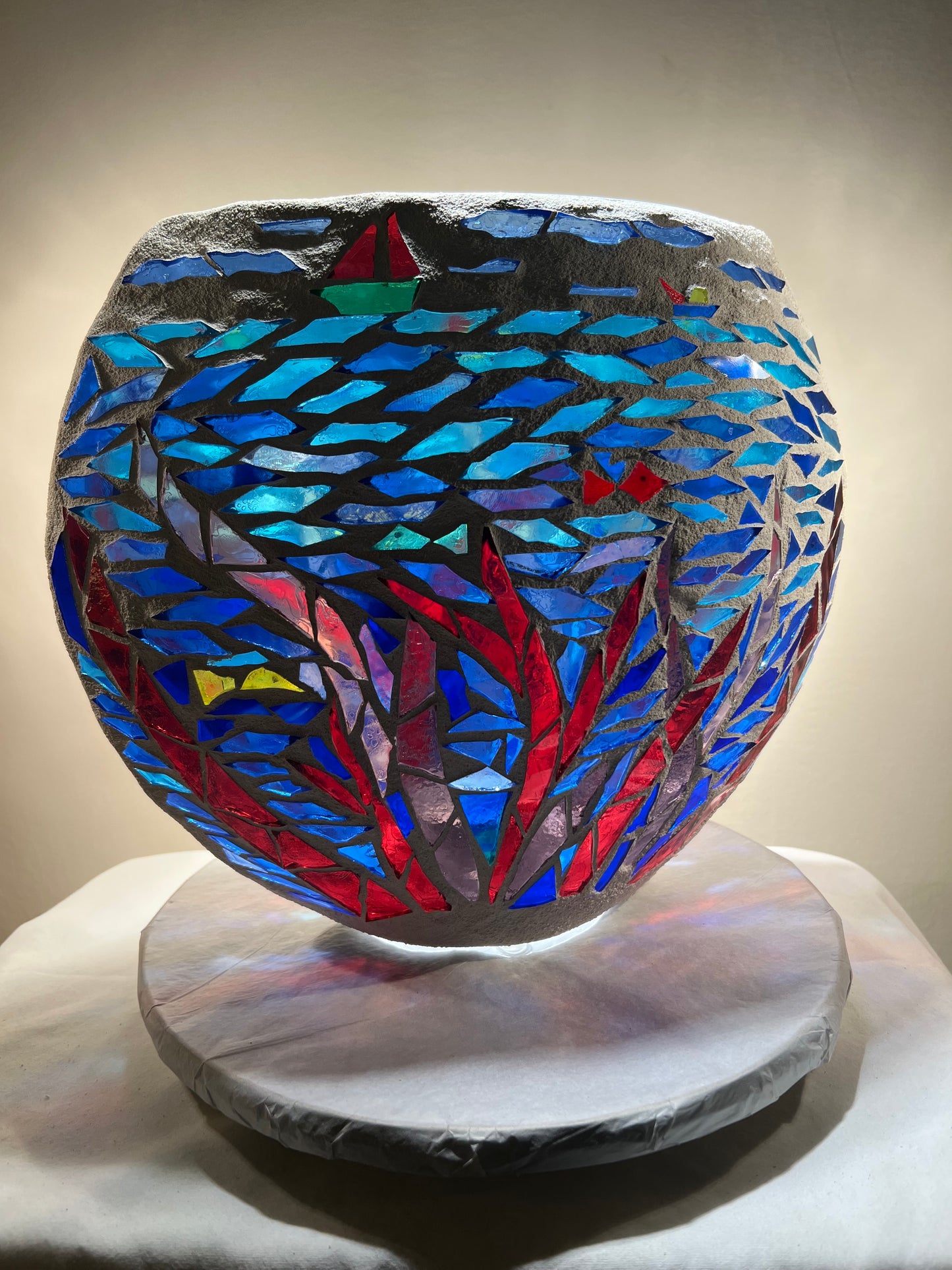 "Under the Sea" – Handcrafted Stained Glass Candleholder of Ocean Dreams