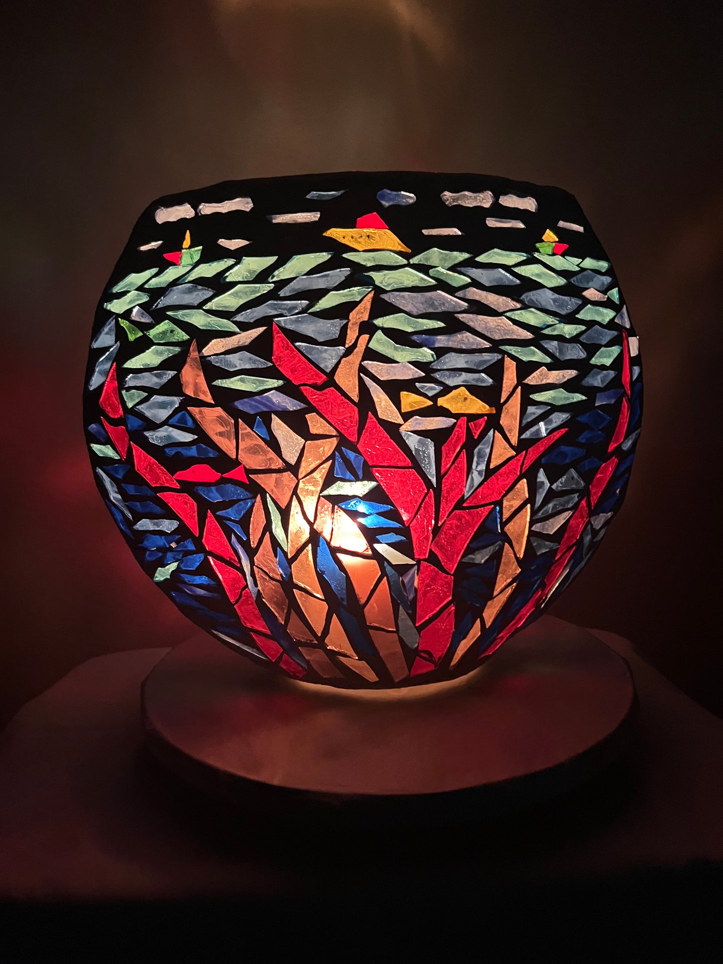 "Under the Sea" – Handcrafted Stained Glass Candleholder of Ocean Dreams