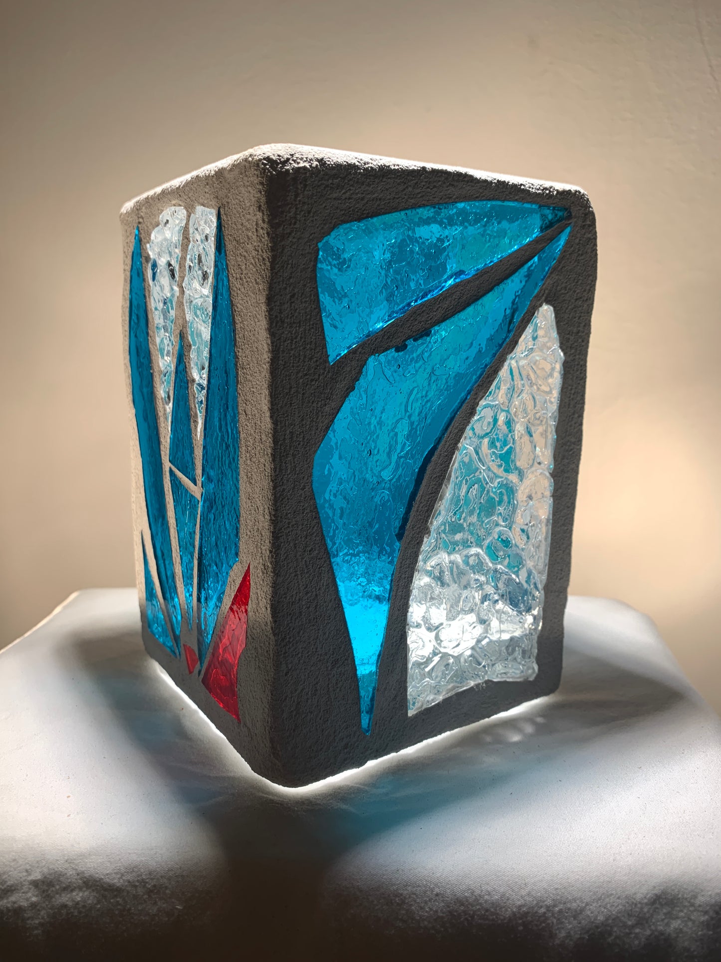 "Summer Blues"  Stained Glass Candleholder – Vibrant Ambience in Blue-Green