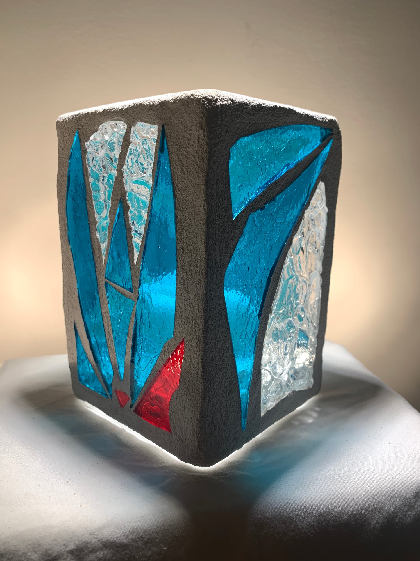 "Summer Blues"  Stained Glass Candleholder – Vibrant Ambience in Blue-Green