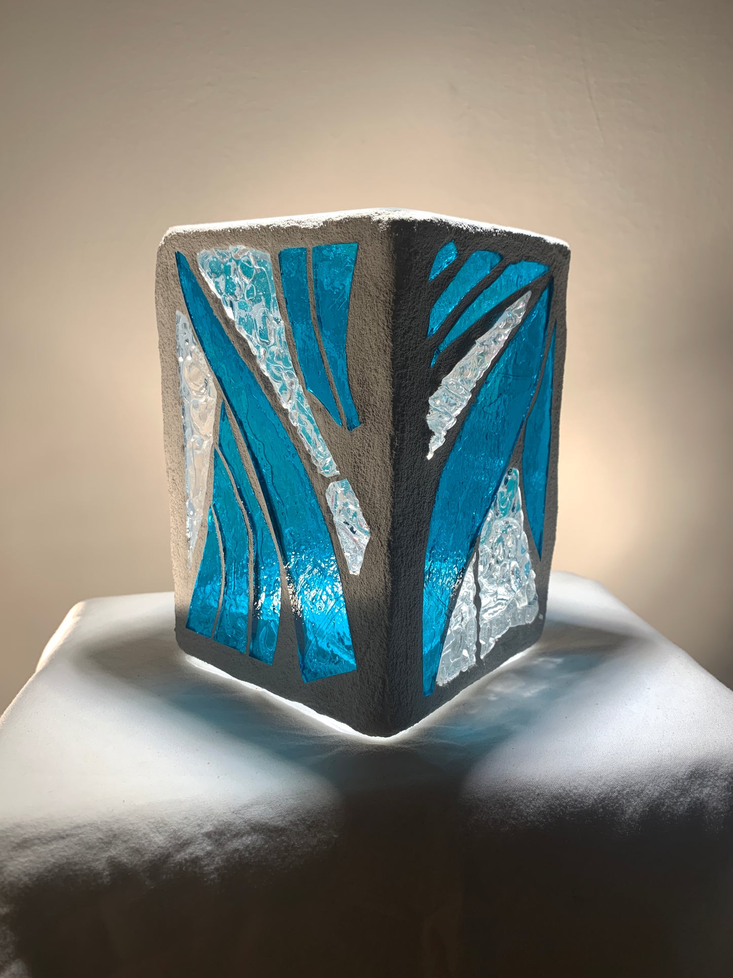 "Summer Blues"  Stained Glass Candleholder – Vibrant Ambience in Blue-Green