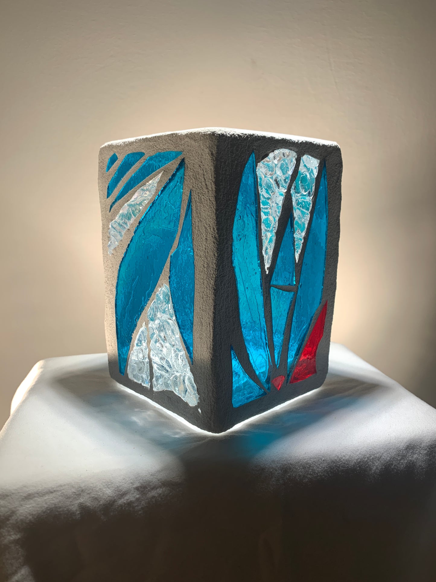 "Summer Blues"  Stained Glass Candleholder – Vibrant Ambience in Blue-Green