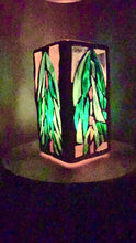 Load and play video in Gallery viewer, &quot;Evergreen&quot; Stained glass candleholder, green, blue and crystal clear glass ,Bright white grout
