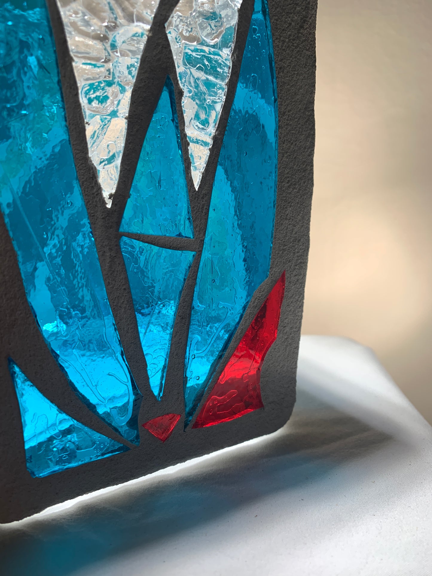 "Summer Blues"  Stained Glass Candleholder – Vibrant Ambience in Blue-Green