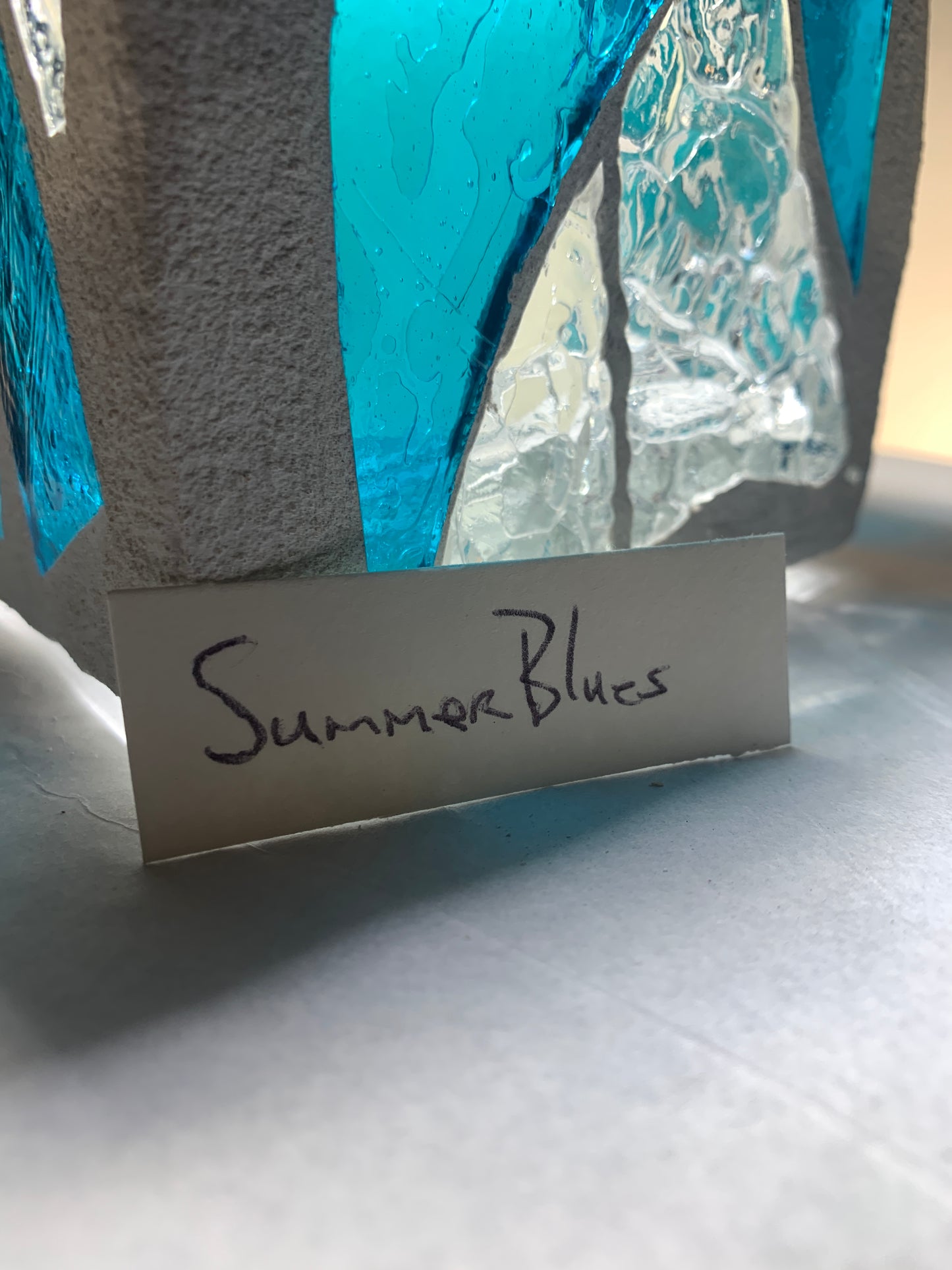 "Summer Blues"  Stained Glass Candleholder – Vibrant Ambience in Blue-Green
