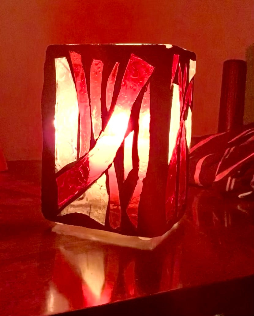 "The Crossing" Stained Glass Candleholder – Hauntingly Beautiful in Halloween Colors