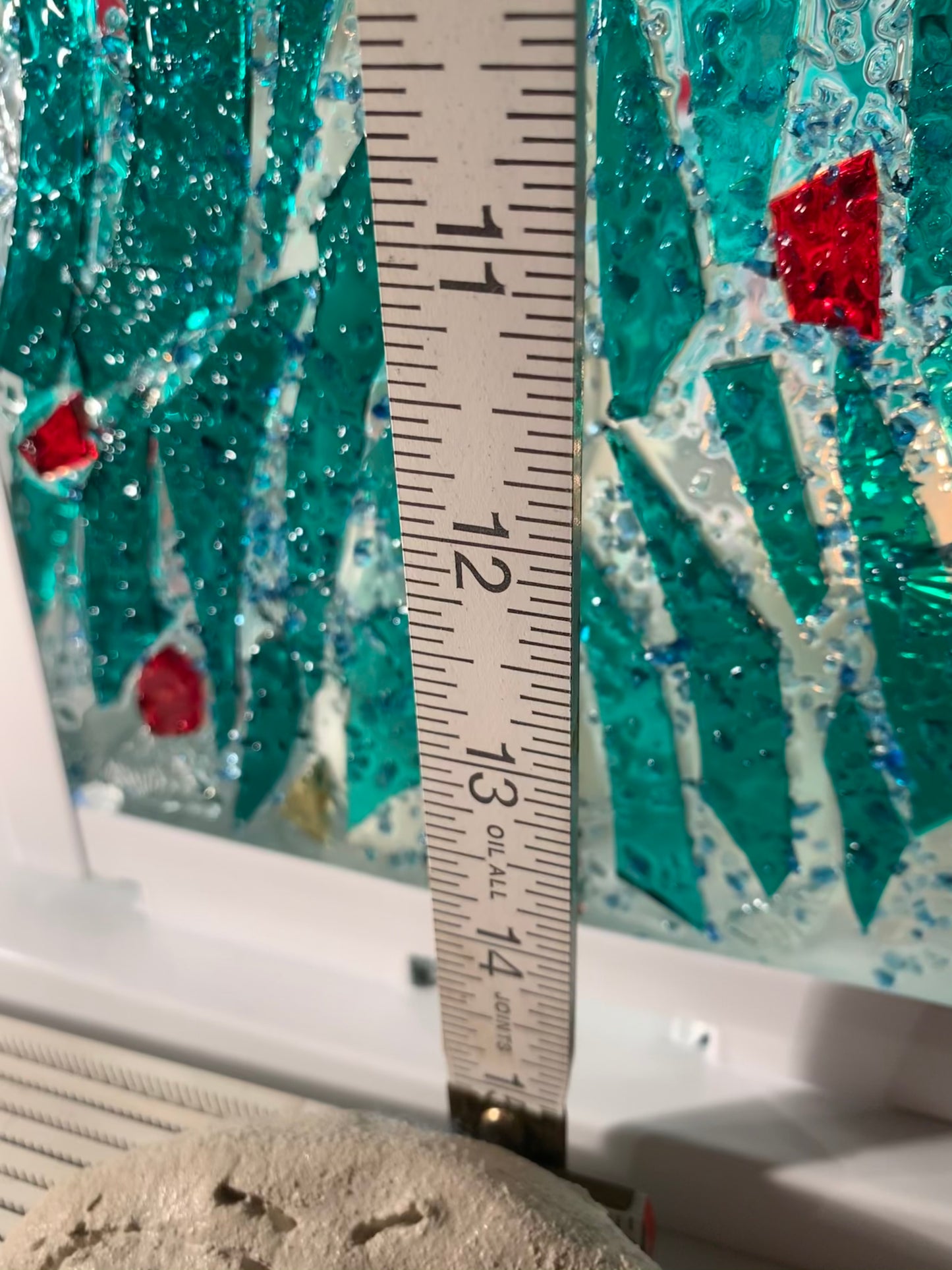 "Christmas Forest 2" Stained Glass Lantern – 15” Tall, Perfect for Holiday Decor