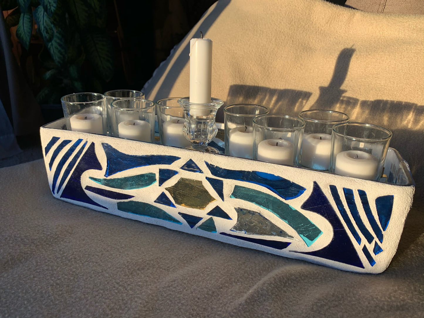 "Sunrise Sunset V" Stained Glass Menorah – A Tribute to Tradition and Artistry