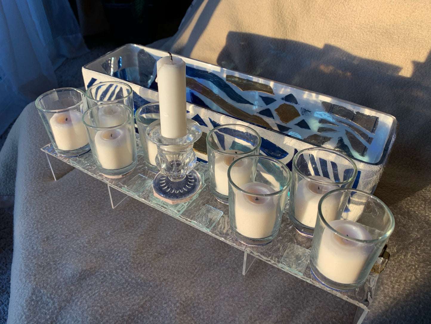 "Sunrise Sunset V" Stained Glass Menorah – A Tribute to Tradition and Artistry