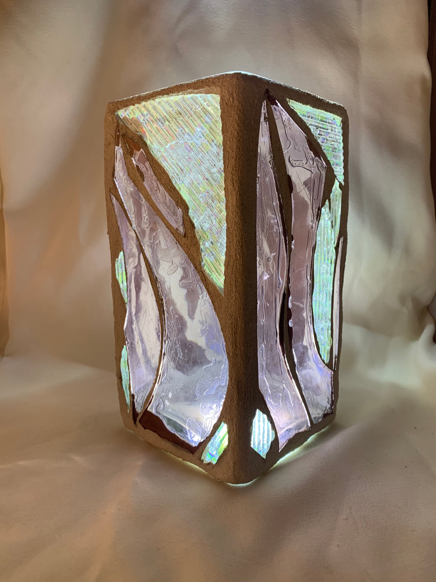 "The Three Sisters in Pink" Cathedral Candleholders – A Unique Trio of Stained Glass Elegance