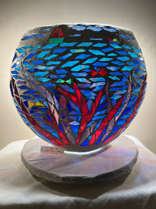 "Under the Sea" – Handcrafted Stained Glass Candleholder of Ocean Dreams
