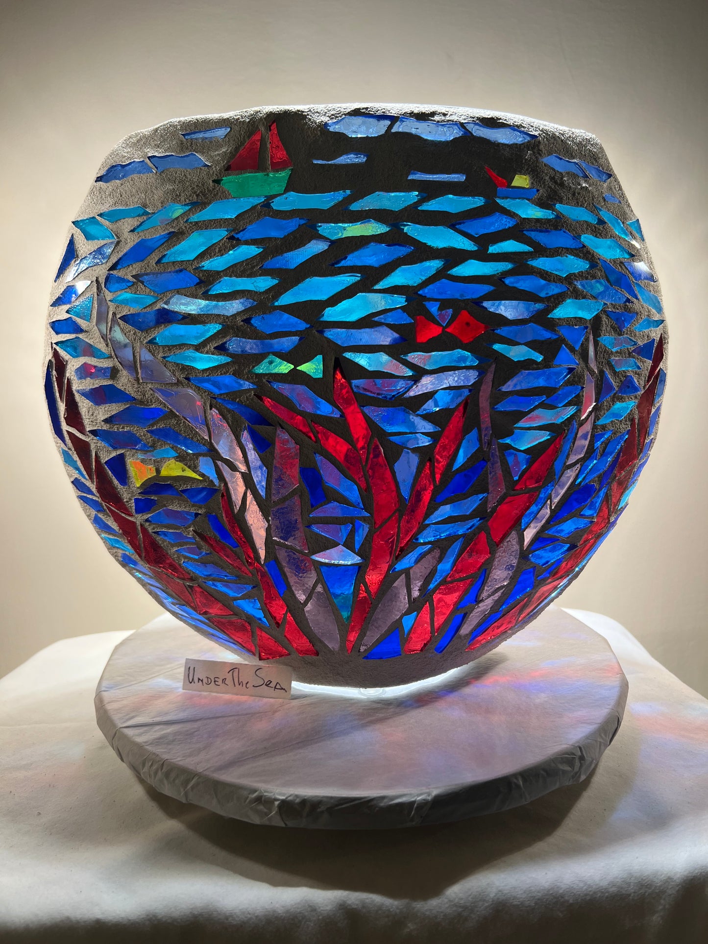 "Under the Sea" – Handcrafted Stained Glass Candleholder of Ocean Dreams