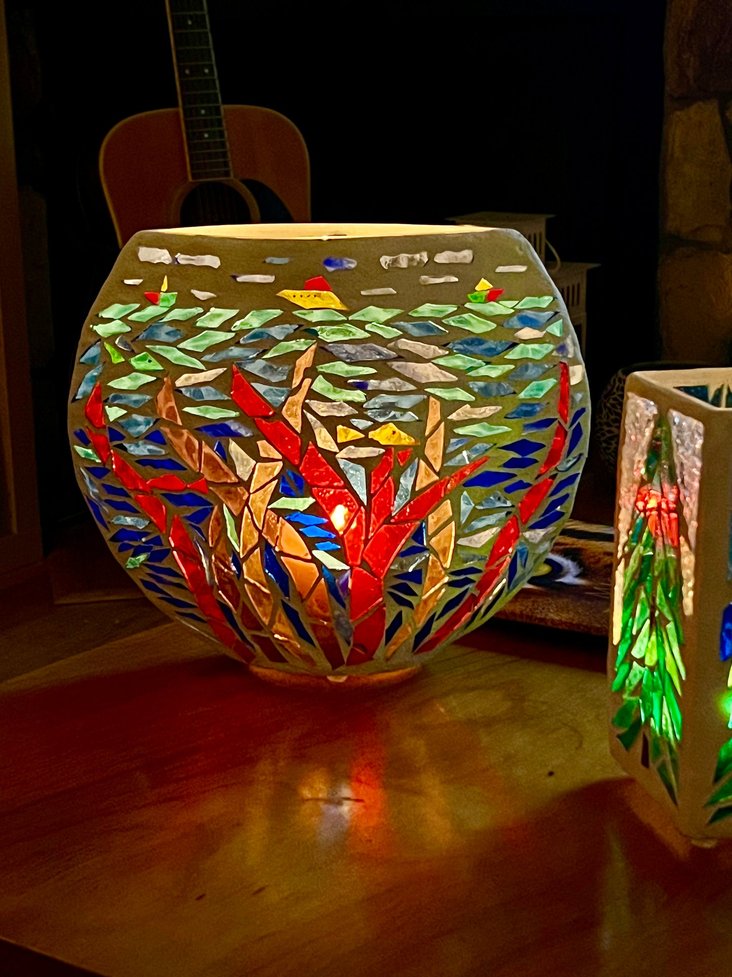 "Under the Sea" – Handcrafted Stained Glass Candleholder of Ocean Dreams