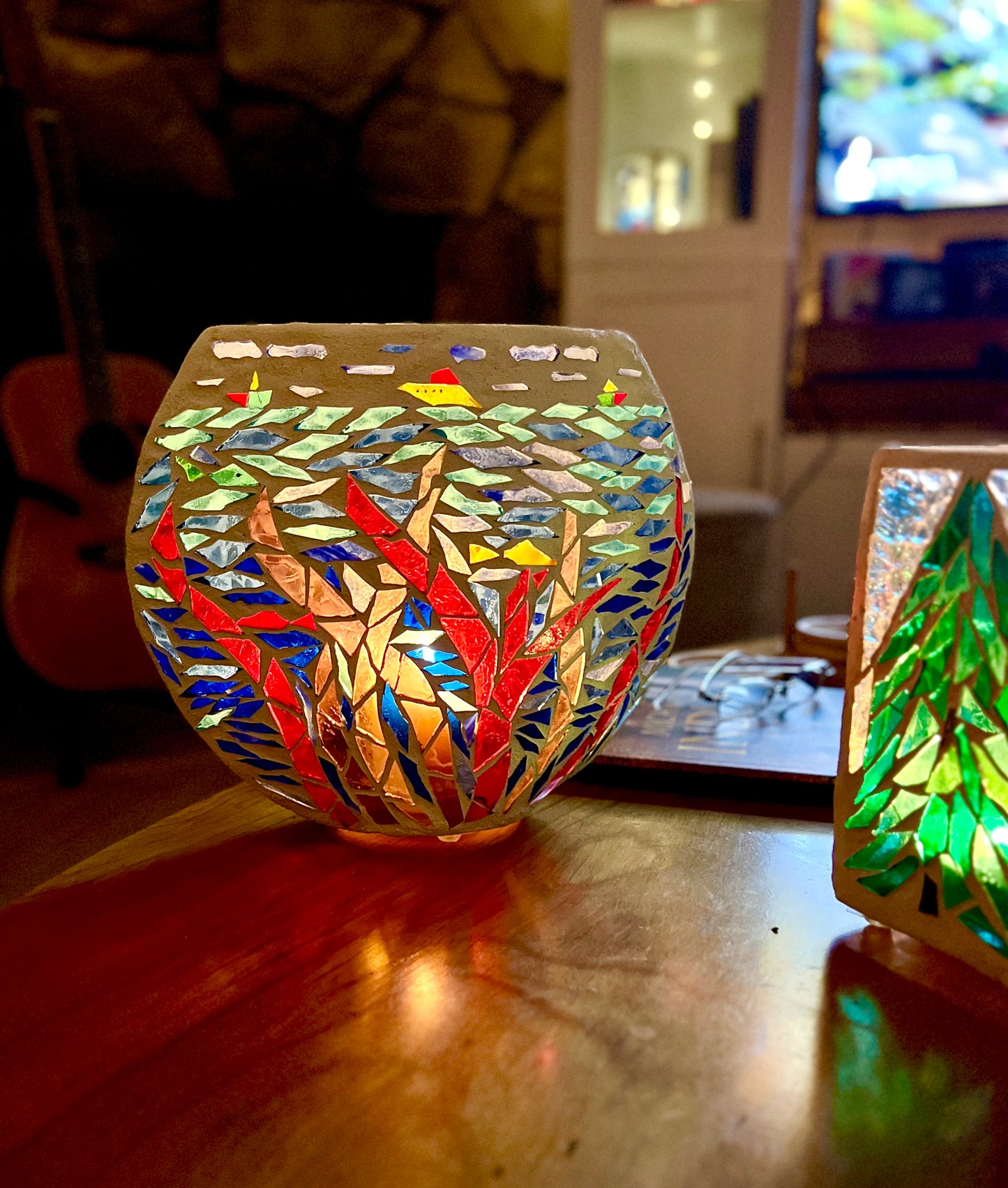 "Under the Sea" – Handcrafted Stained Glass Candleholder of Ocean Dreams