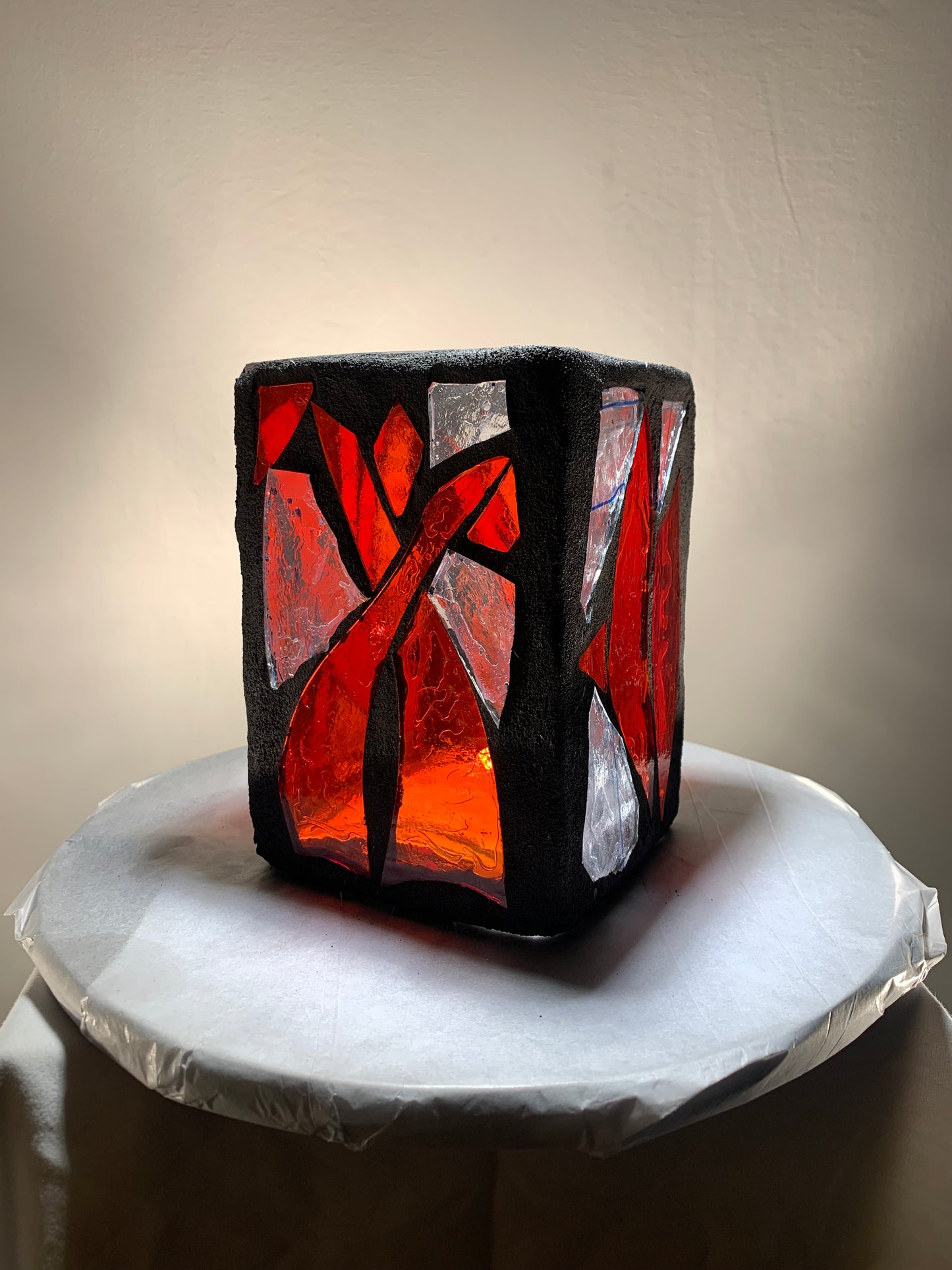 "The Crossing" Stained Glass Candleholder – Hauntingly Beautiful in Halloween Colors