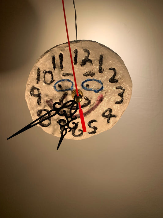 "Tickin' Away" Friendly Clock made from the remnants of Cathedral Candle grouting process