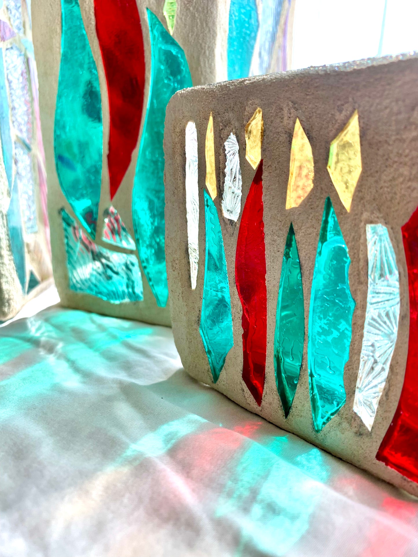 "Three Christmas Sisters" Stained Glass Candleholders – A Festive Trio for the Season