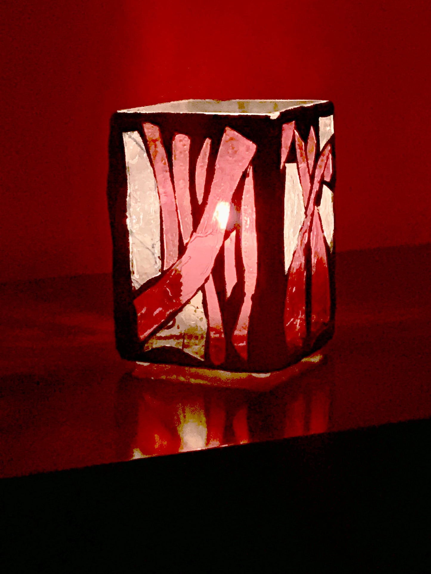 "The Crossing" Stained Glass Candleholder – Hauntingly Beautiful in Halloween Colors